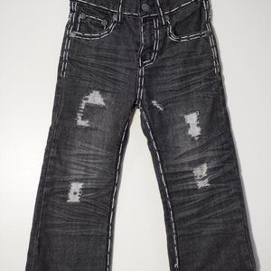 G. Lutchini Kids Boys Distressed Denim Black Jeans Size W2 22 x 16.5 Bootcut